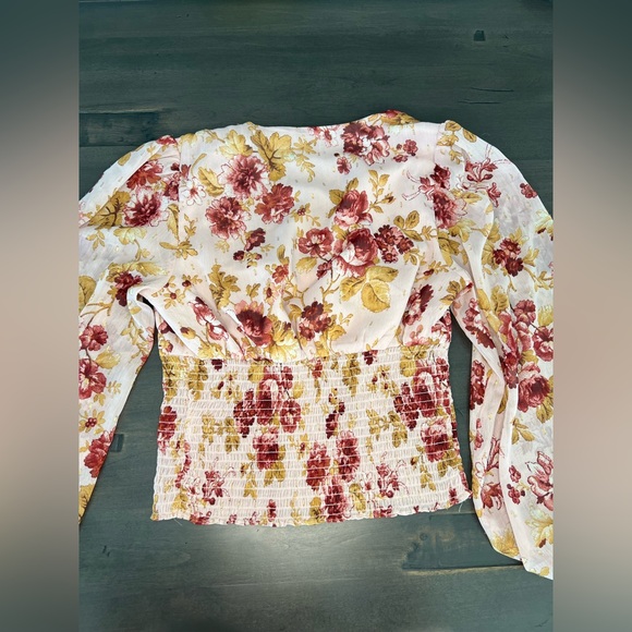 Express Floral Print Puff Sleeve Top and Cropped Bodycon Set - Picture 7 of 16